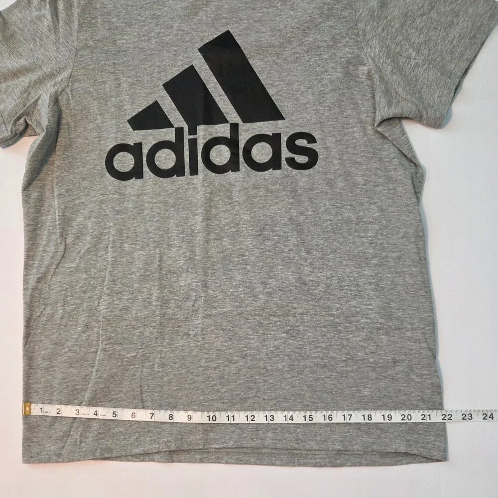 Adidas Classic Short Sleeve Heather Grey w/Black Logo Tee – Mens Large, Like New